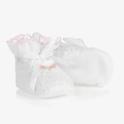 Sarah Louise White Smocked Baby Booties Discount