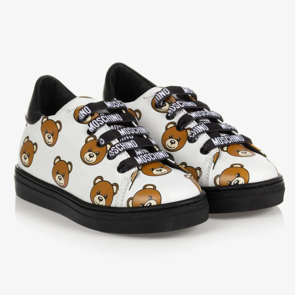 Moschino Kid-Teen White Teddy Bear Logo Trainers Best