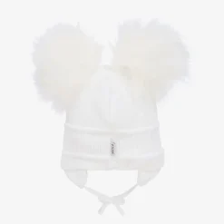 Sätila of Sweden White Tindra Double Pom-Pom Hat New