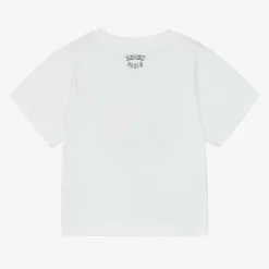 KENZO KIDS White Varsity Tiger Organic Cotton T-Shirt Discount