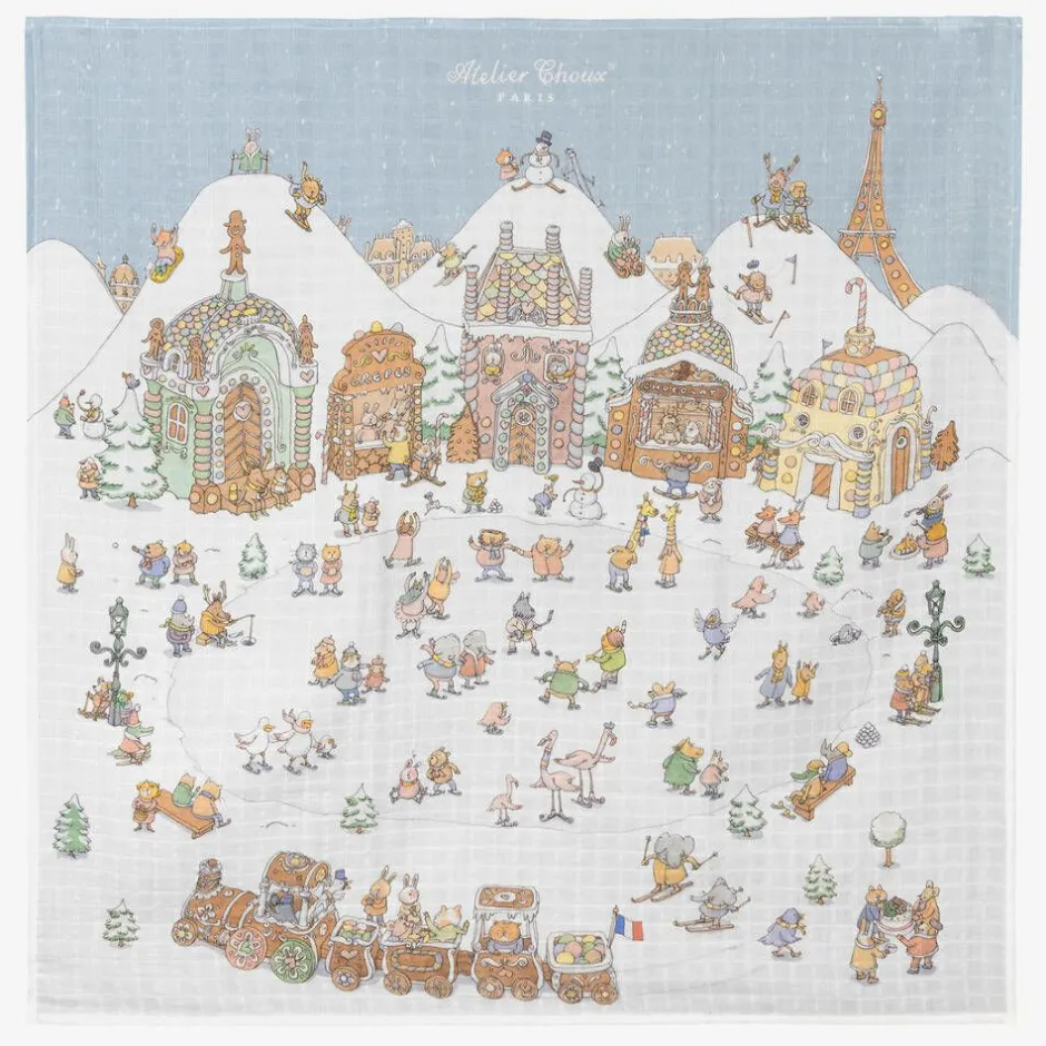 Atelier Choux Paris White Winter Swaddle (97cm) Clearance