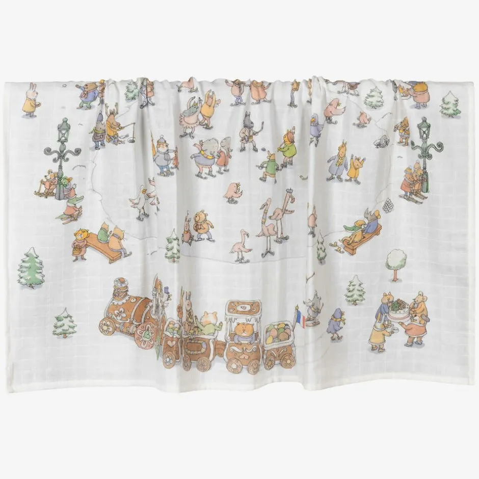 Atelier Choux Paris White Winter Swaddle (97cm) Clearance