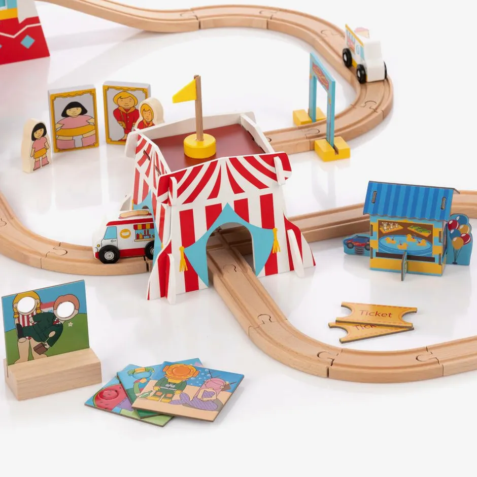Bigjigs Wooden Fun Fair Train Set (90cm) Outlet