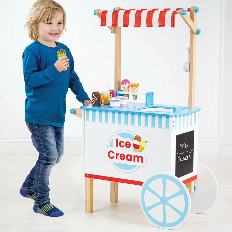 Bigjigs Wooden Ice Cream Cart Play Set (100cm) Discount
