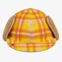 Gucci Yellow & Orange Check Trapper Hat Outlet