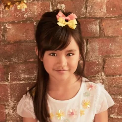 Peach Ribbons Yellow Bow Hair Clip (7cm) Sale