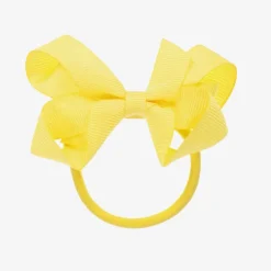 Peach Ribbons Yellow Bow Hair Elastic (7cm) Discount