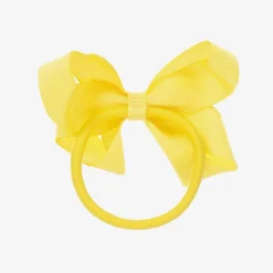 Peach Ribbons Yellow Bow Hair Elastic (7cm) Discount