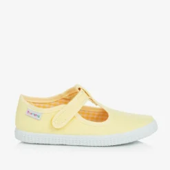 Pisamonas Yellow Canvas T-Bar Shoes