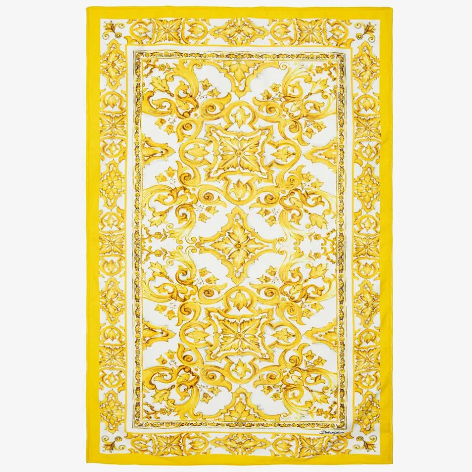 Dolce amp; Gabbana Yellow Cotton Majolica Print Towel (130cm)