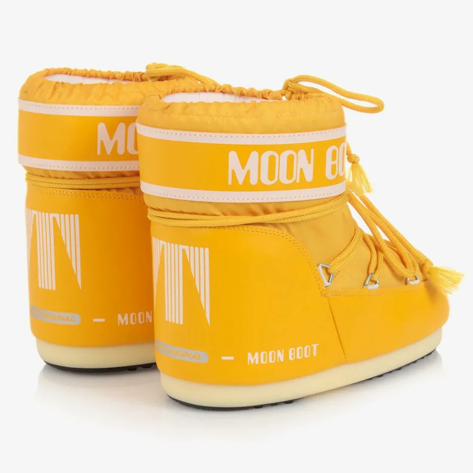 Moon Boot Yellow Logo Short Snow Boots Discount