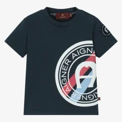 AIGNER Baby Boys Navy Blue Cotton T-Shirt Sale