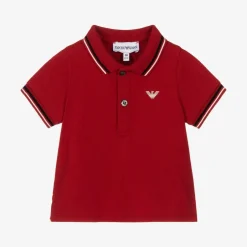 Emporio Armani Baby Boys Red Cotton Polo Shirt New