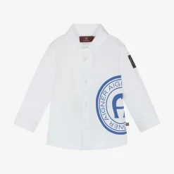 AIGNER Baby Boys White Cotton Shirt Outlet