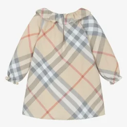 Burberry Baby Girls Beige Check Dress PaleStone