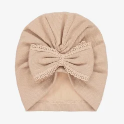 Jamiks Baby Girls Beige Ribbed Cotton Turban Clearance