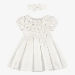 Beau KiD Baby Girls Ivory Satin Dress Set Discount