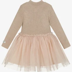Donsje Baby Girls Pink Knitted Tulle Dress Discount