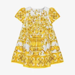 Dolce amp; Gabbana Baby Girls Yellow Majolica Print Cotton Dress Sale