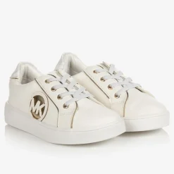 Michael Kors Kids Baby White & Gold Logo Trainers Best