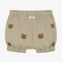 Donsje Beige Embroidered Cotton Teddy Bear Shorts DustyGreen Best