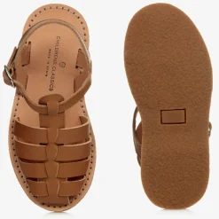 Childrens Classics Beige Leather Sandals Clearance