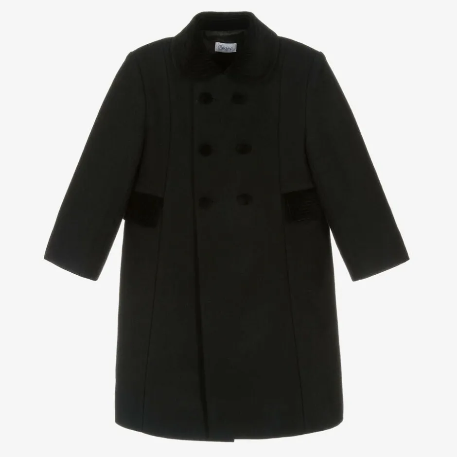 Ancar Black Classic Wool Coat New