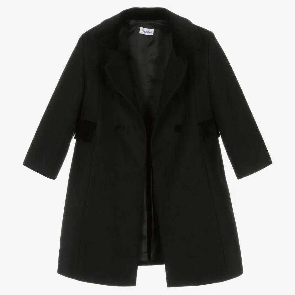 Ancar Black Classic Wool Coat New
