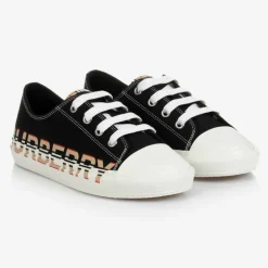 Burberry Black Logo Lace-Up Trainers Sale