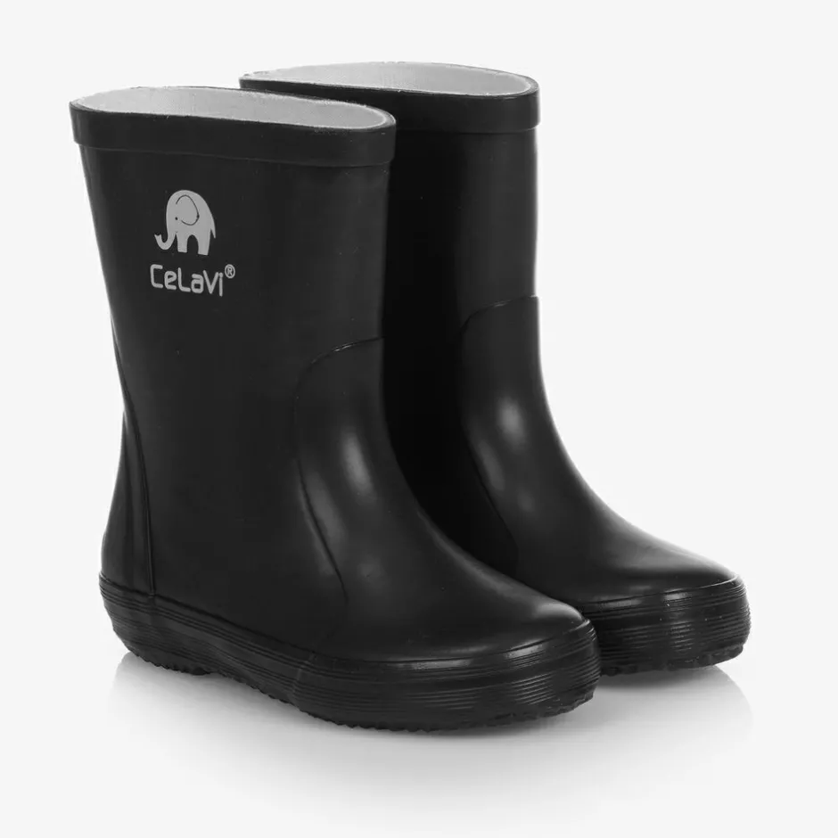 CeLaVi Black Rubber Rain Boots New
