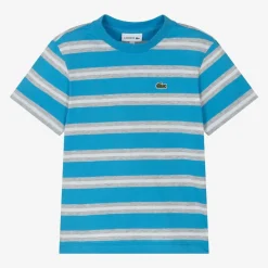 Lacoste Blue Striped Cotton T-Shirt Discount