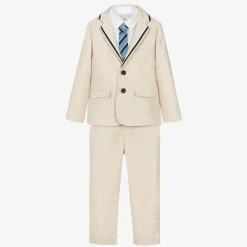 Beatrice amp; George Boys Beige Cotton & Linen Suit Clearance