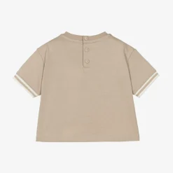 Emporio Armani Boys Beige Cotton Crest T-Shirt Hot