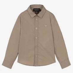 Emporio Armani Boys Beige Cotton Shirt New