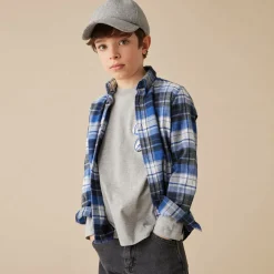 Il Gufo Boys Blue Checked Cotton Shirt Outlet
