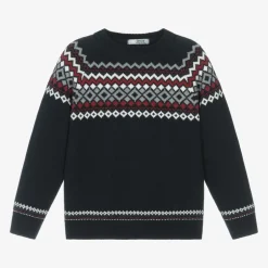 Dr. Kid Boys Blue Cotton & Wool Knit Sweater New