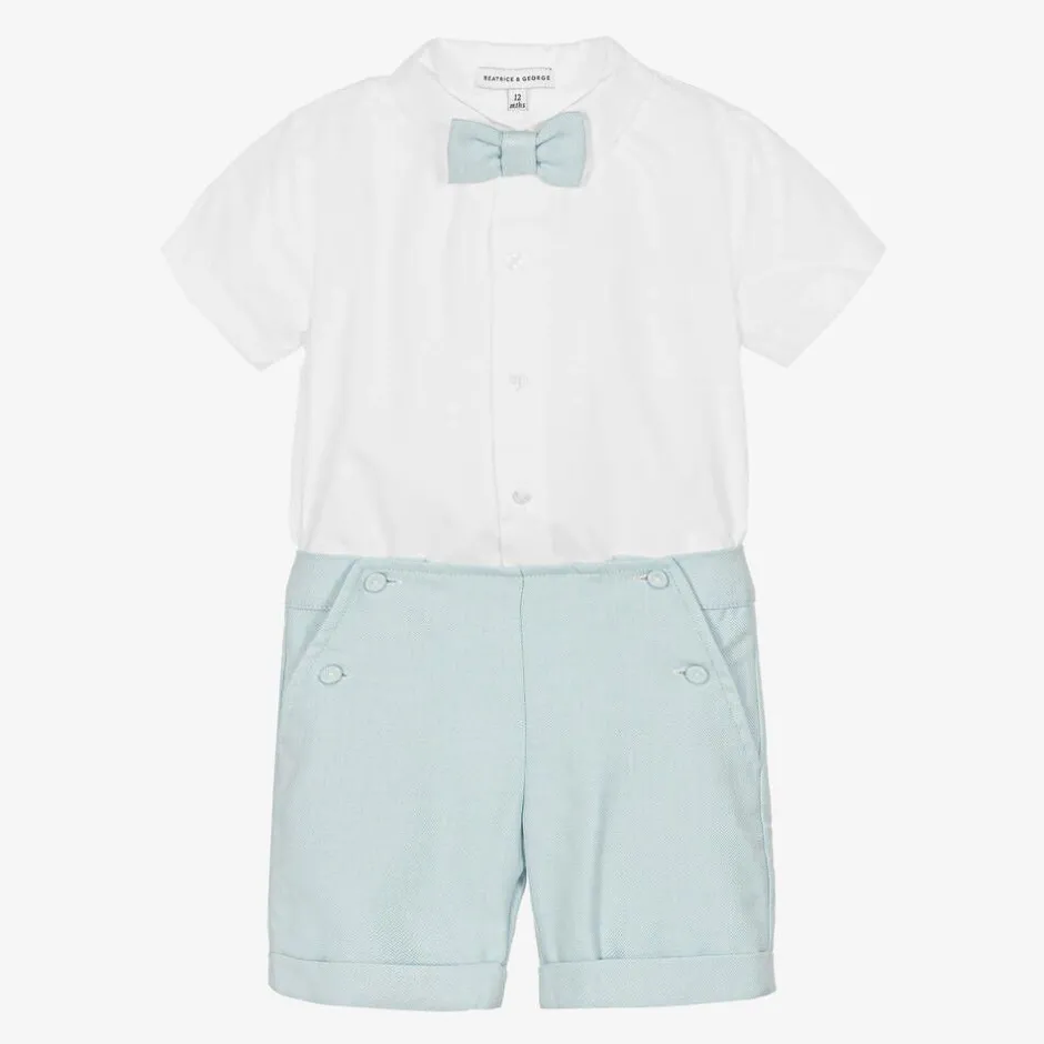 Beatrice amp; George Boys Blue Cotton Shorts Set Online