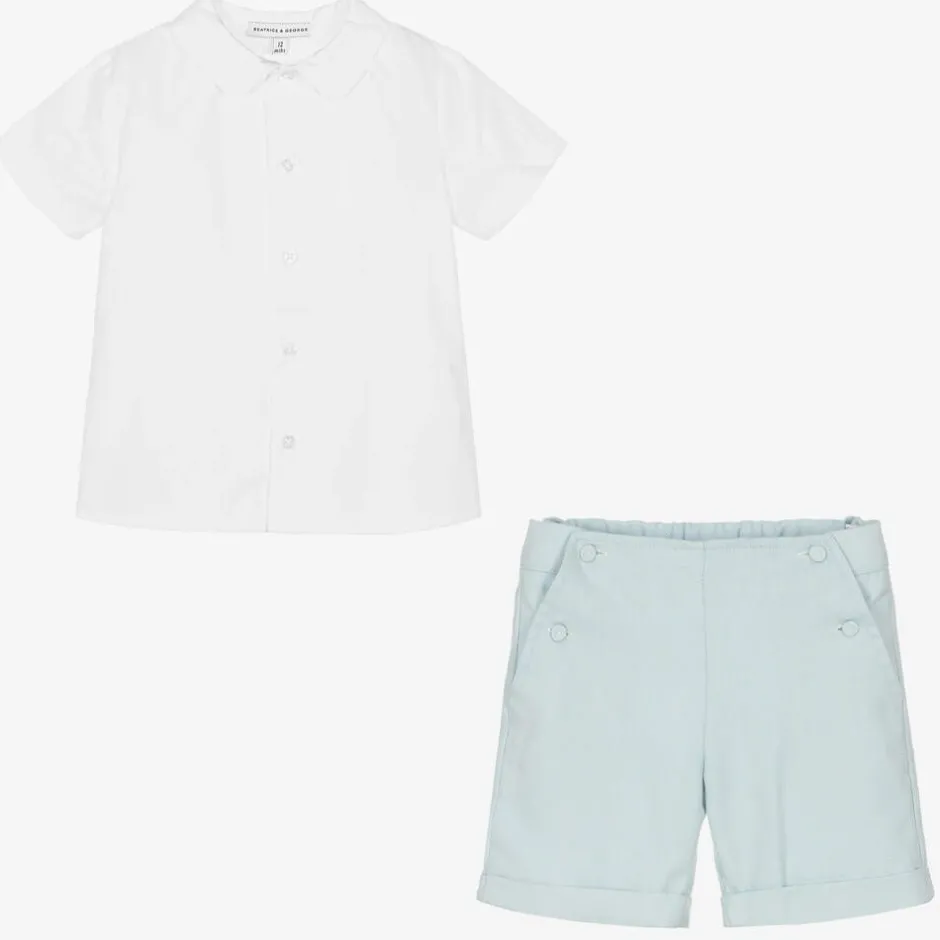 Beatrice amp; George Boys Blue Cotton Shorts Set Online