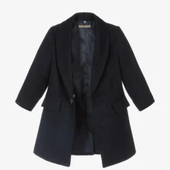 Romano Boys Blue Faux Fur Trim Coat Outlet