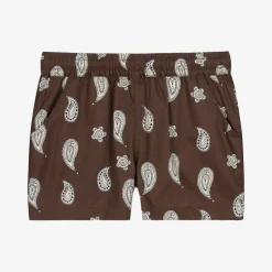 Mini Rodini Boys Brown Organic Cotton Paisley Shorts Sale