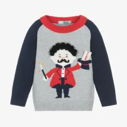 Dr. Kid Boys Grey Cotton & Wool Circus Sweater Clearance