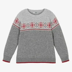 Dr. Kid Boys Grey Cotton & Wool Knit Jumper