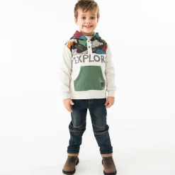 Boboli Boys Grey Cotton Explore Hoodie Hot