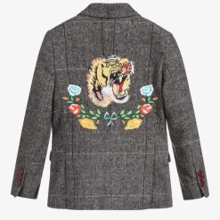Romano Boys Grey Tweed Tiger Blazer New