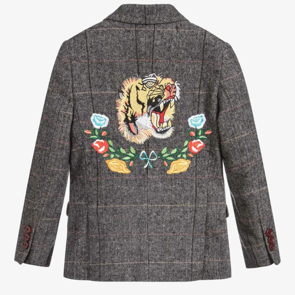 Romano Boys Grey Tweed Tiger Blazer New