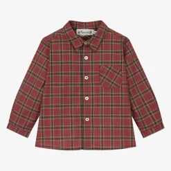 Bonpoint Boys Red Checked Cotton Shirt Hot