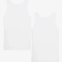 Petit Bateau Boys White Organic Cotton Vests (2 Pack) Discount