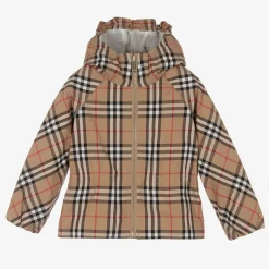 Burberry Girls Beige Checked Jacket