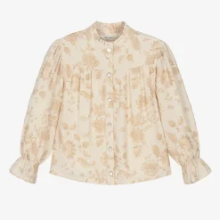 Le Chic Girls Beige Floral Crêpe Chiffon Blouse Clearance
