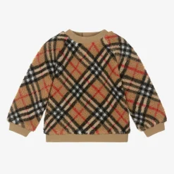 Burberry Girls Beige Vintage Check Fleece Sweatshirt Online